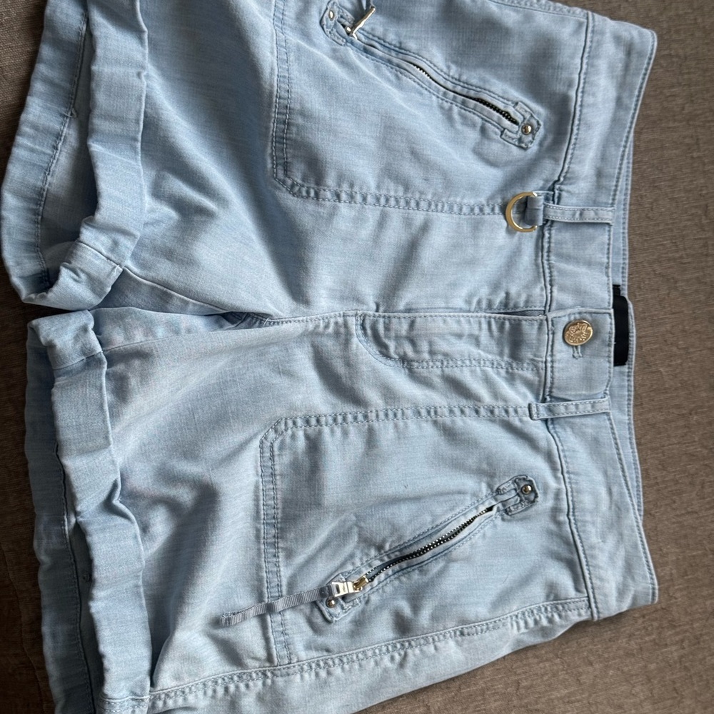 White House Black Market Light Blue Denim Zip-Pocket Shorts